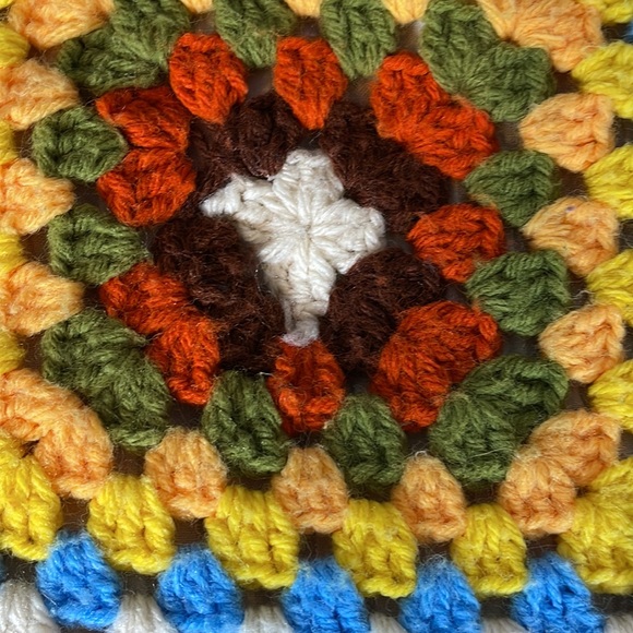 Granny Square Vintage Throw Boho Colors Brown, Rust, Cream & Gold - Picture 8 of 10